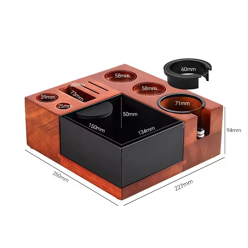 51-58mm Tamper Distributor Portafilter 9 in 1 Espresso Tamping Station Knock Box