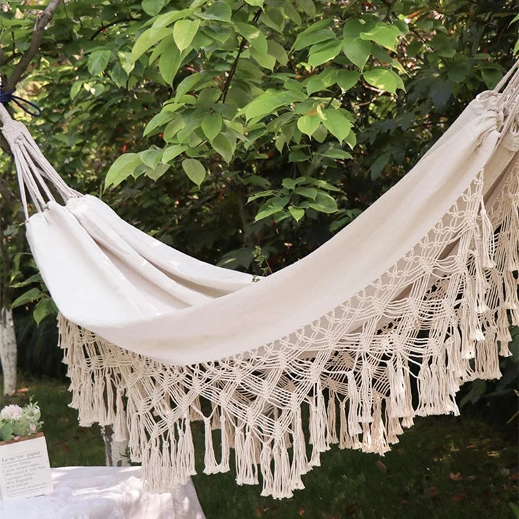 Single or Double Tassel Hammock with Swing Feature Indoor or Outdoor Use Made of Cotton