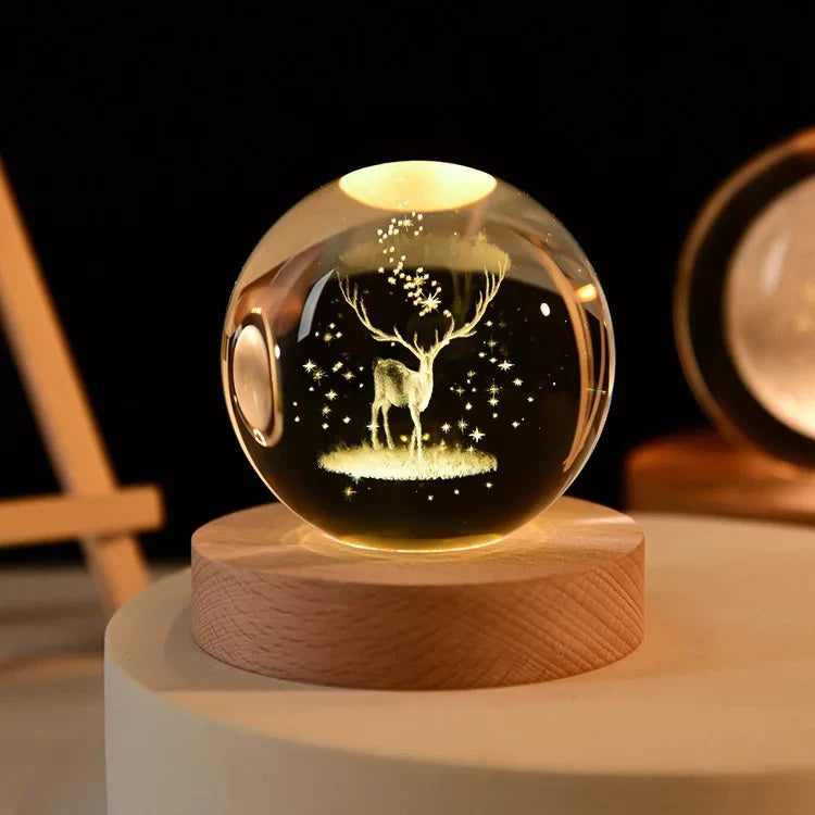 Projector 3D Night Lights Crystal Ball Music Box Customized Heart Rotate Animation Figure