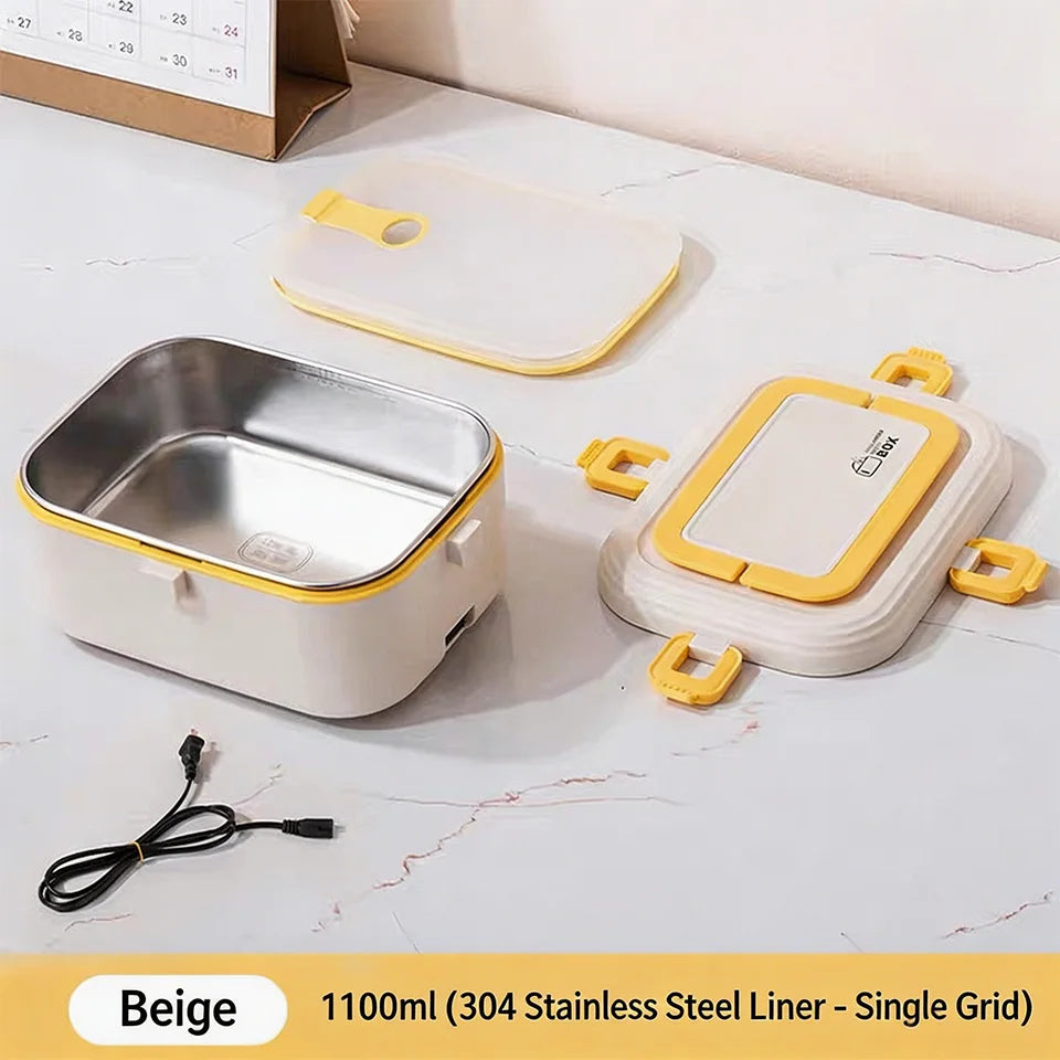 Electric Heating Lunch Box, No Water Needed 304 Stainless Steel Food Warmer,