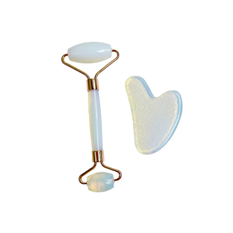 Xe-Beauty Premium Opalite Roller Facial Massage Opal Jade Roller Gua Sha Set