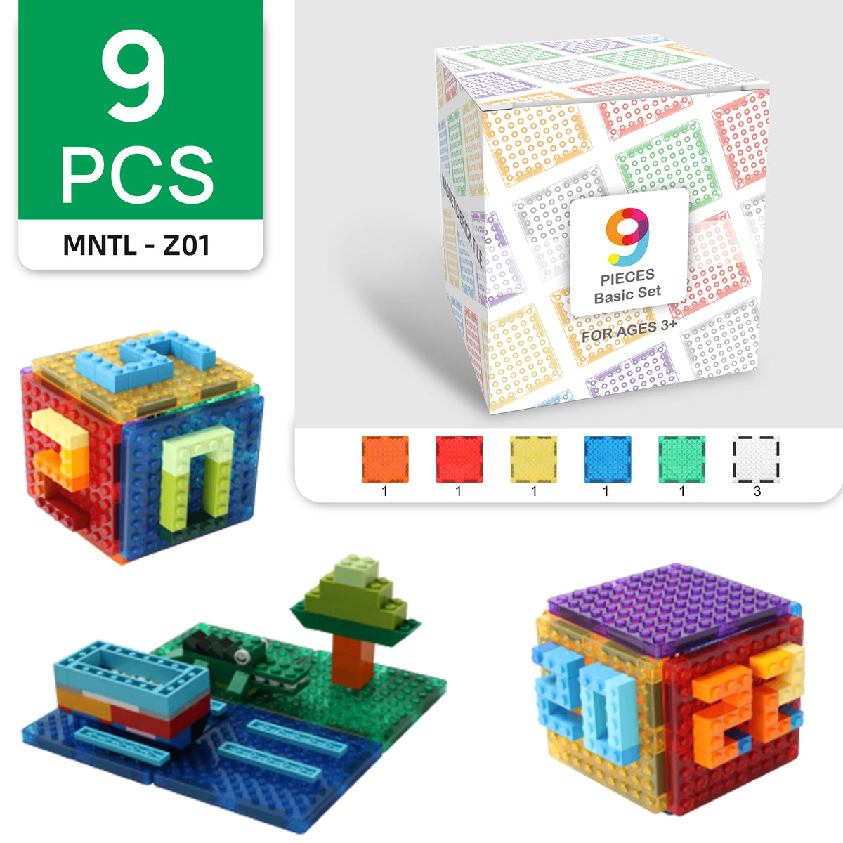 Colorful Magnetic Tiles Building Block Set DIY Assembly STEM Construction Toy Montessori