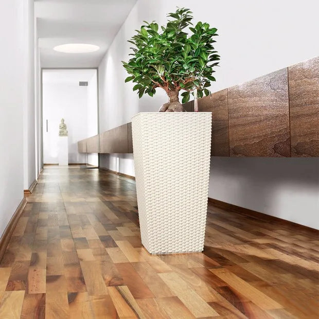 Tall Square Cylinder Self-Watering Eco-Friendly Plastic Planter Flower Pot for Home