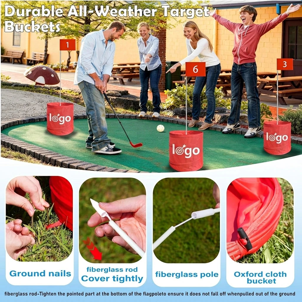 Portable Nylon Swing Trainer Practice Bucket 6 Holes Backyard Outdoor Golf Games Lawn