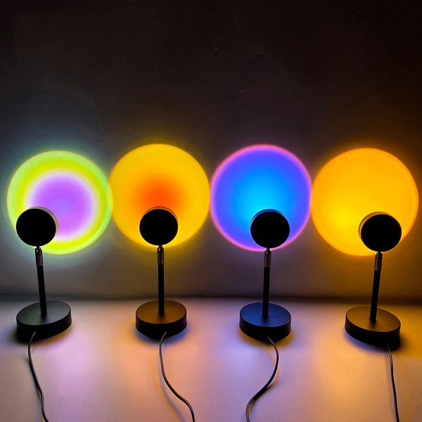 Modern Led Sunset Lamp Night Floor Light 180 Degree Rainbow Sunset Projector Lamp