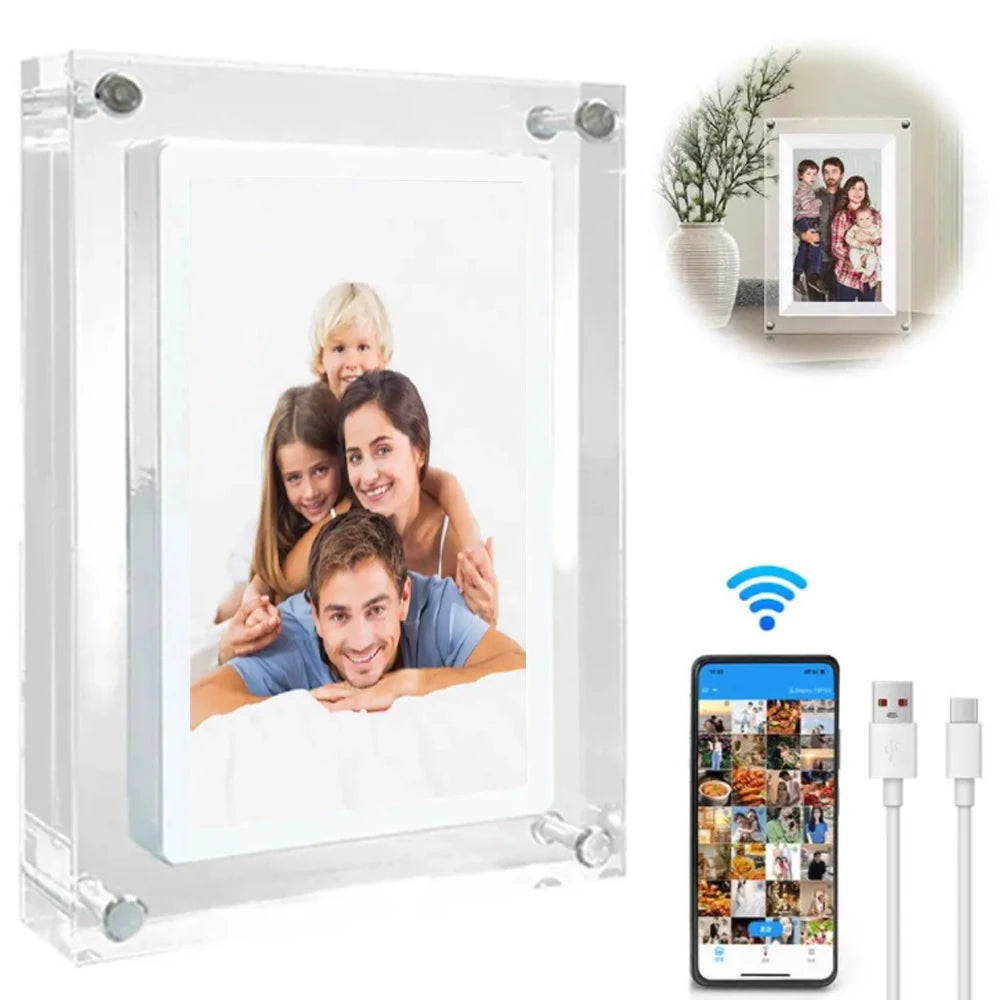 7 Inch WiFi Digital Photo Frame 1024*600 IPS HD Cloud Smart Digital Picture Frame 8GB