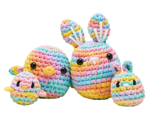 Beginner-Friendly Handmade DIY Crochet Kit Cute Sharks Dinosaurs Plants Wool Yarn Ages