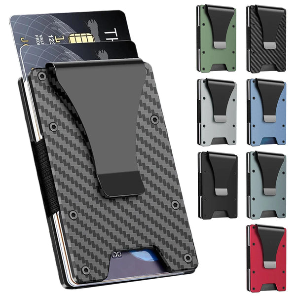 Minimalist Carbon Fiber Card Holder RFID Blocking Slim Unisex Wallet with Money Clip 3