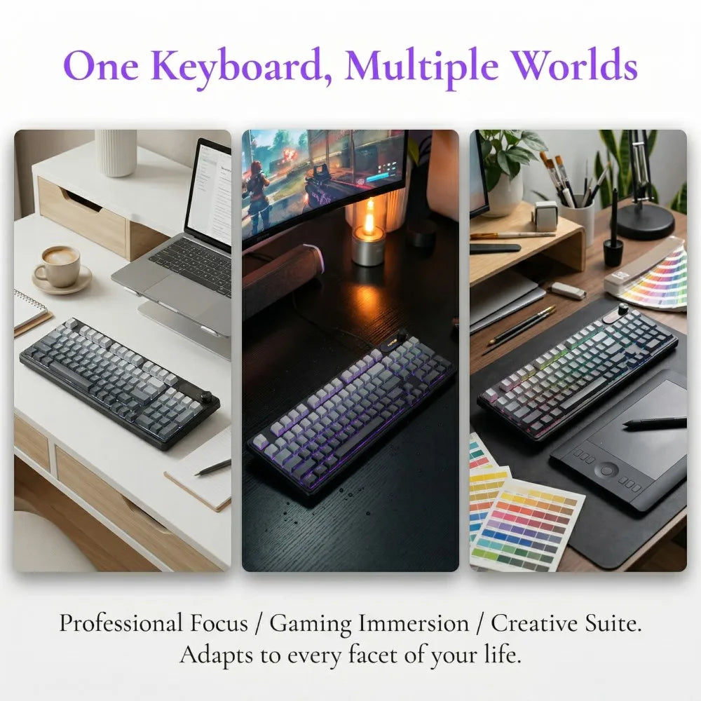 98 Keys Detachable Wired/Wireless Membrane Mechanical Feel Keyboard RGB with PBT Side-Lit