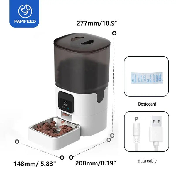6L Automatic Cat Feeder with APP Control Auto Dry Food Dispenser with Detachable Food