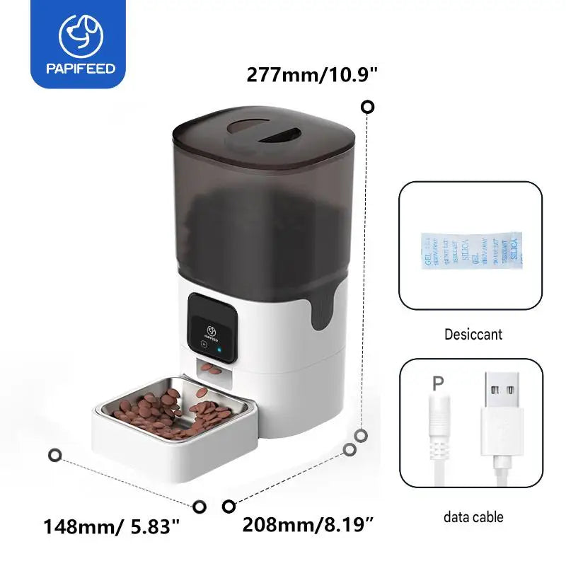 6L Automatic Cat Feeder with APP Control Auto Dry Food Dispenser with Detachable Food
