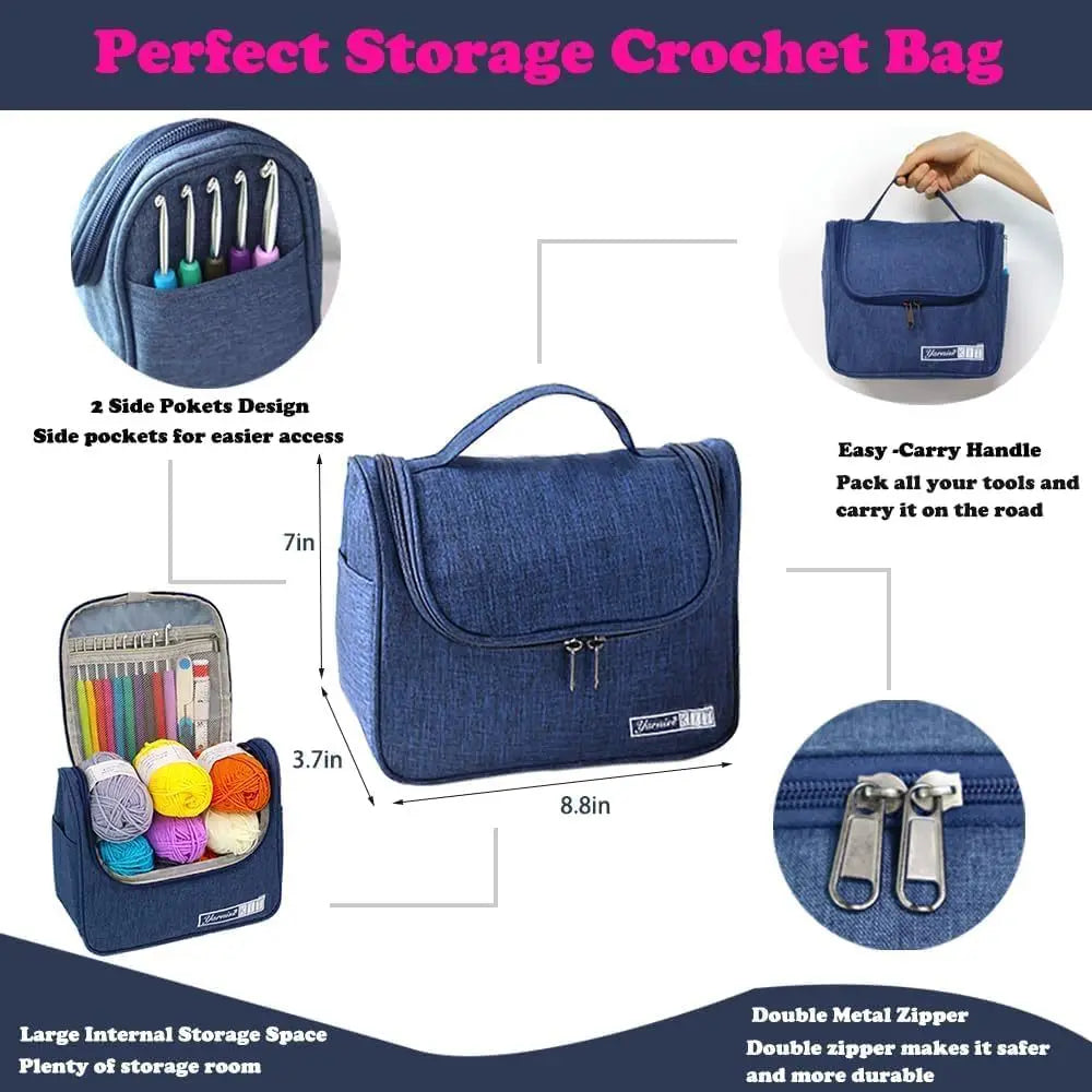 Beginner Crochet Starter Kit with 840Yds Soft Yarn, 10 Sizes Hooks & Storage Case