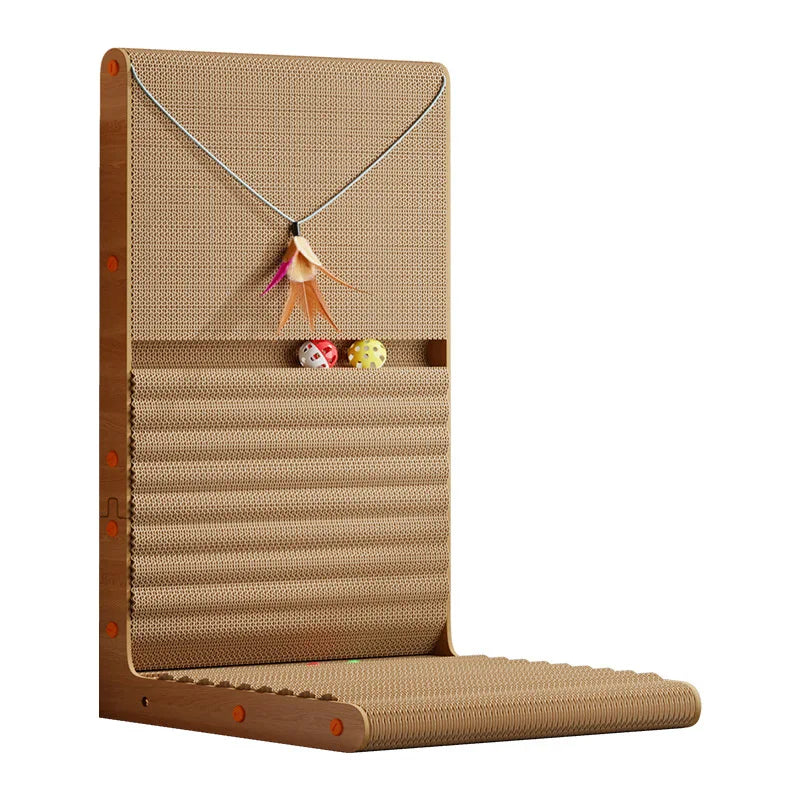 New Cat Scratching Board, Standing Corrugated Cardboard with Bell Ball, Durable Pet