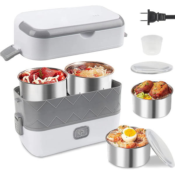 Electric Lunch Box Double Plug Stainless Steel Electric Heating Lunch Box Cold And Hot