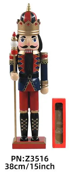 Customizable Handicraft Traditional Christmas Decoration 36cm Wooden Nutcracker Doll