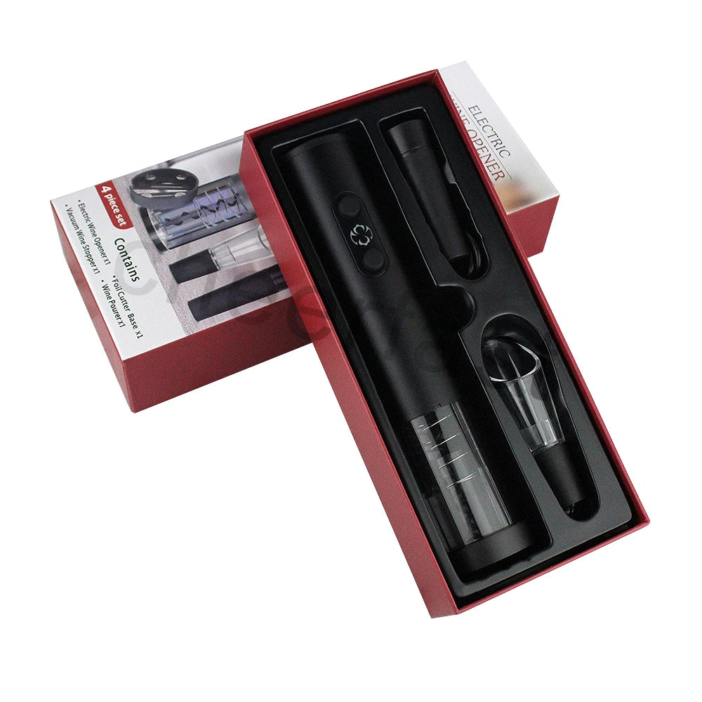 Sample Support Black Wine Opener Rechargeable With Wine Pourer Foil Cutter Stopper Usb