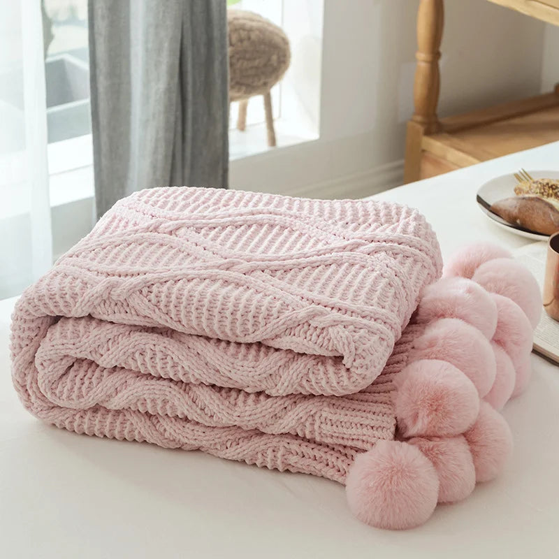 Chenille Chunky Knit Blanket for Winter Tv Sofa Nap Woven Throw Christmas Decoration