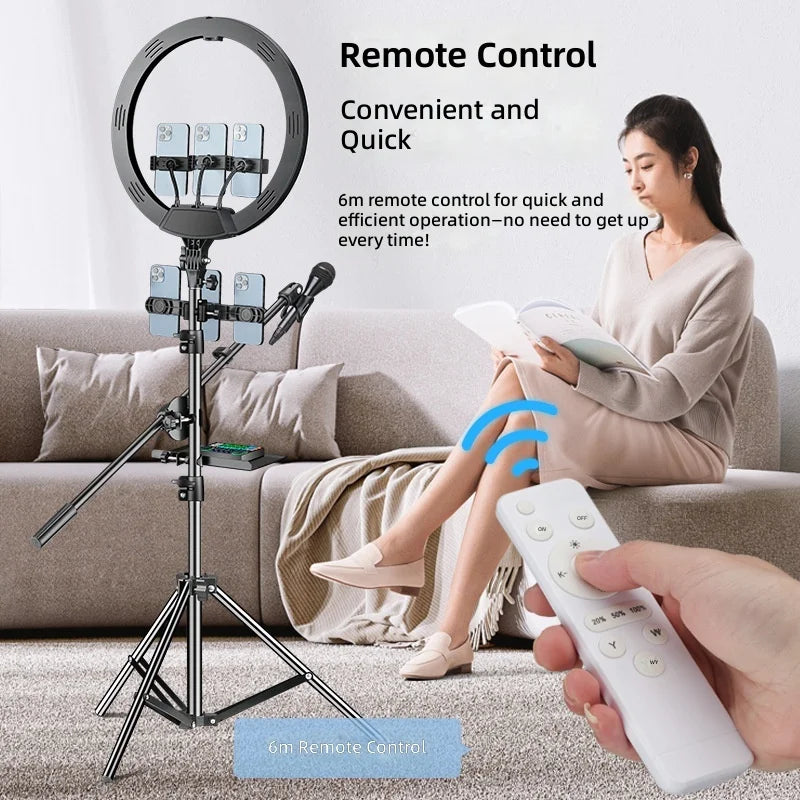 RGB 18-Inch LED Ring Light with 22-Inch Tripod and IP65 Rating for Live Streaming