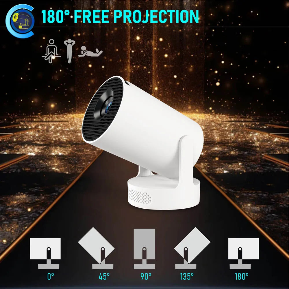 Smart Mini Projector with 1080p Support, LCD Home Media Projector, White