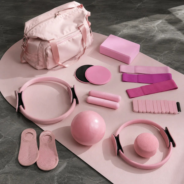 Custom Silicone Pilates Set With Non Slip Yoga Mat Soft Dumbbells Flexible Power Ring