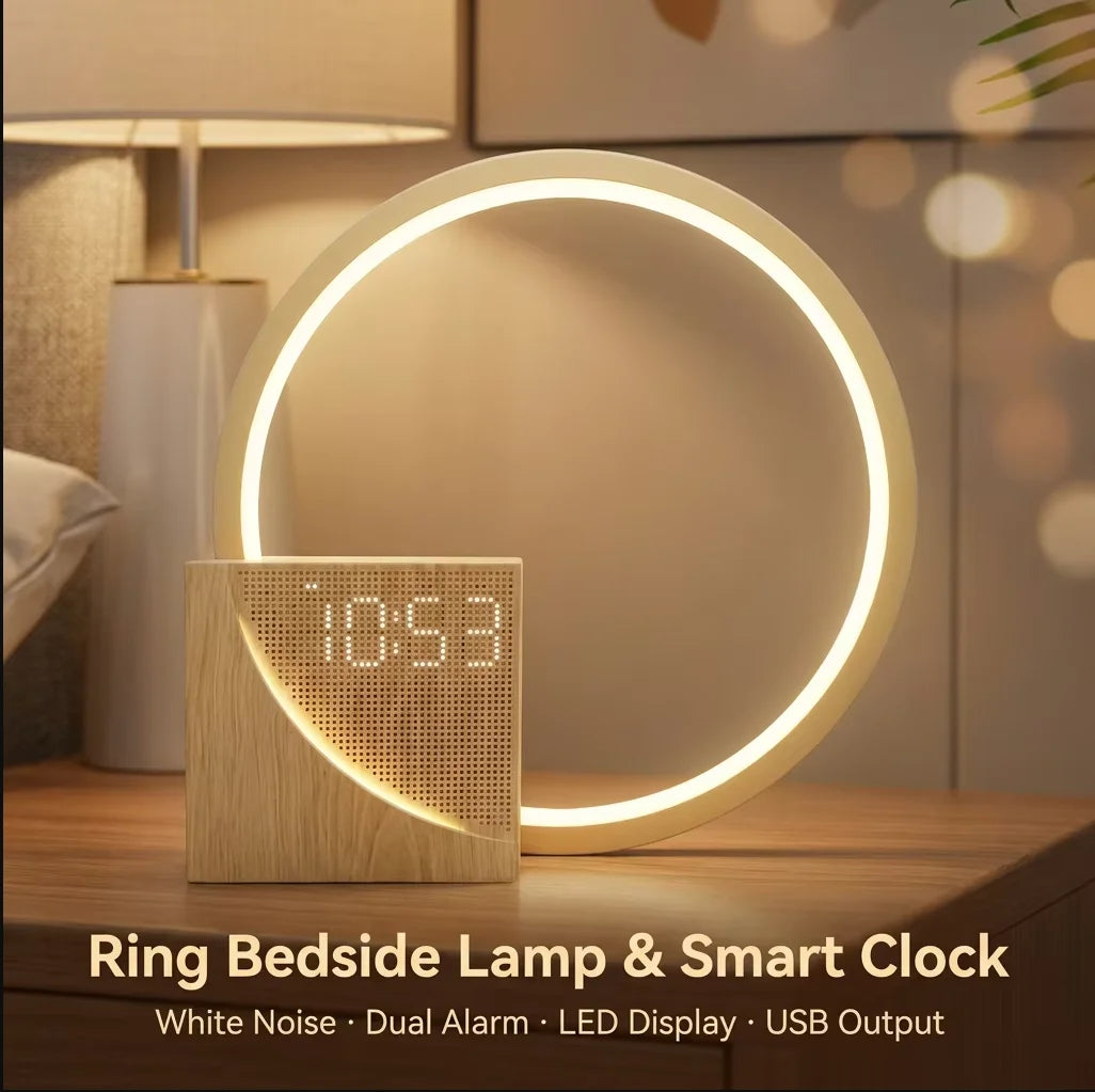 Touch Dimmer Led Bedside Lamp with White Noise Machine and USB Charging Wake Up Light