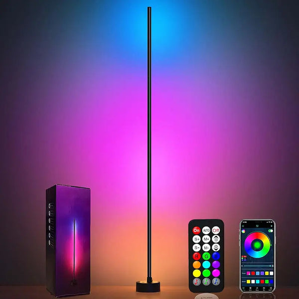 Modern IR APP Smart Control RGBIC LED Floor Lamp for Bedroom DIY Wifi Standing Corner LED