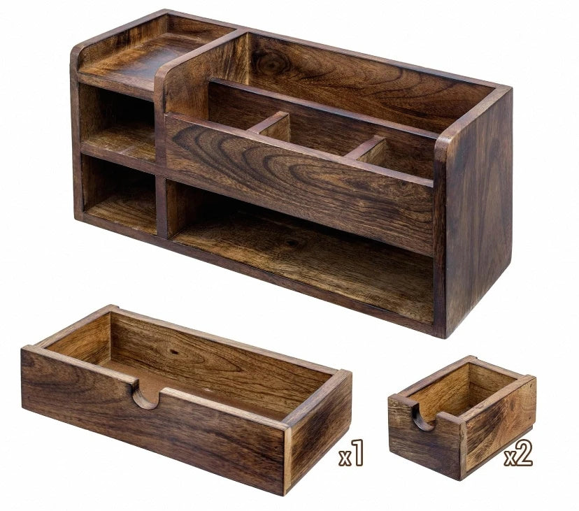 Eco Friendly Multi Purpose Wooden Office File Rack Stationery Pen Holder Drawers Table