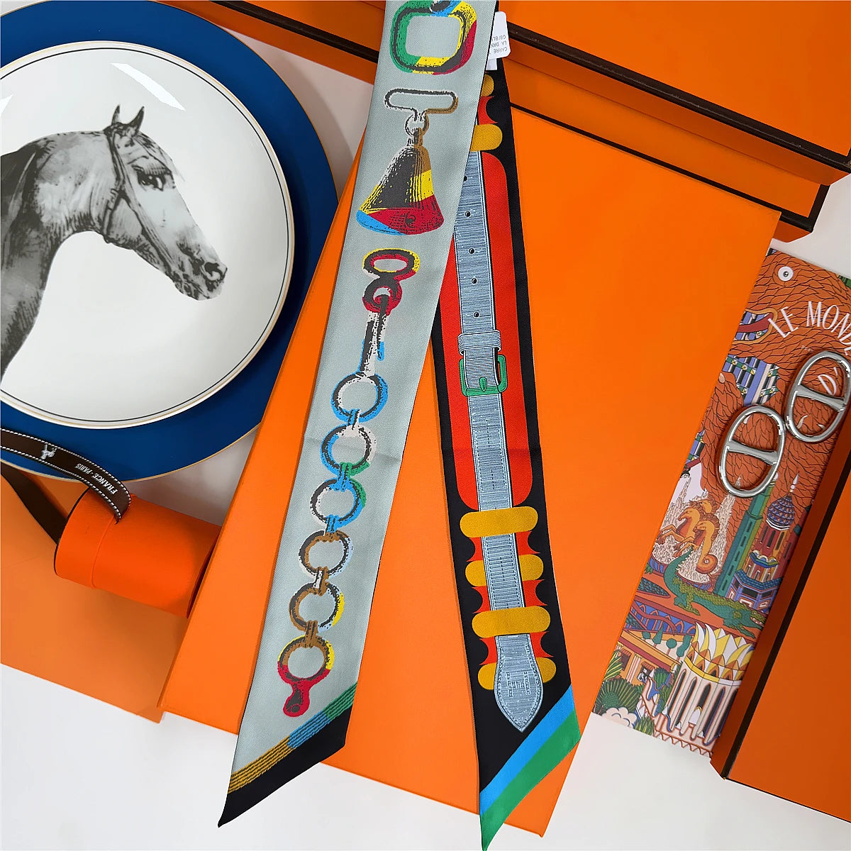 5*86 Cm Neck 100% Silk Scarf Custom Printing Scarves Designer Head Bag Women Stylish