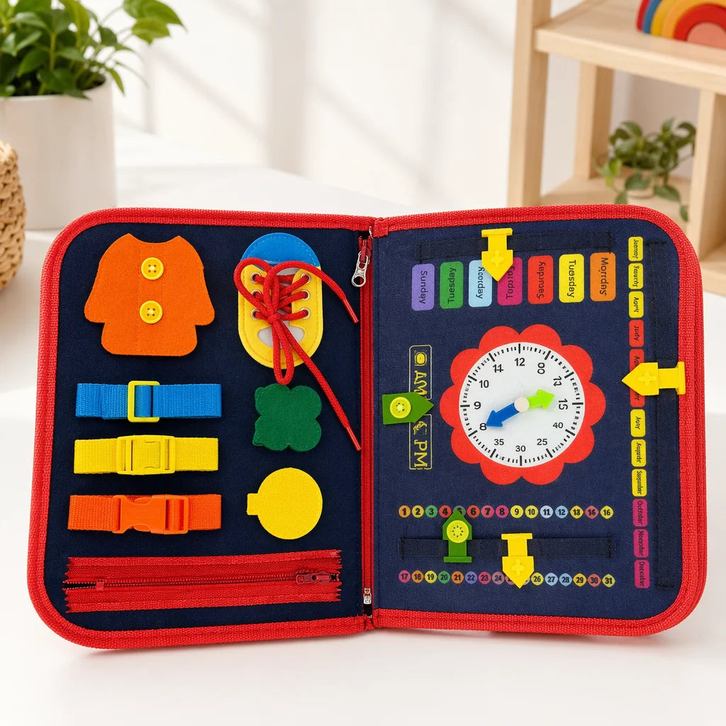 Portable Felt Montessori Busy Board for Toddlers Educational Learning Board for Sensory