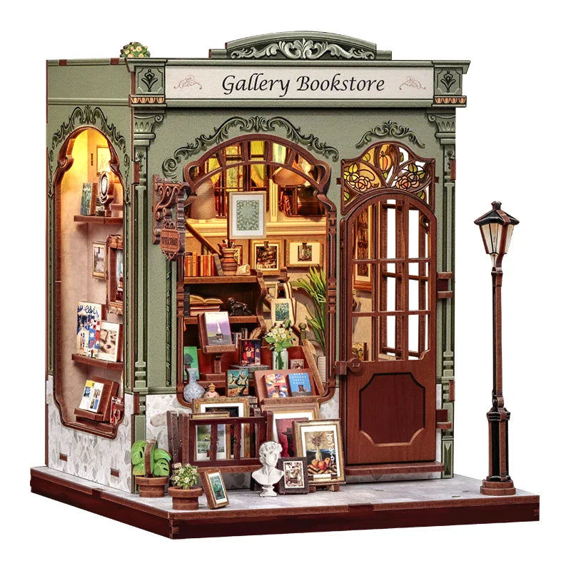 Top Gift DIY Book Nook 3D Wooden Puzzle Miniature House DIY Craft Kit Assembled Wooden Toy