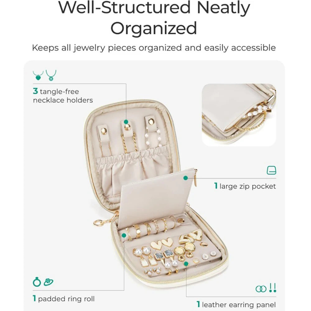Portable Travel Jewelry Case Organizer Small Mini Jewellery Pouch Compartments