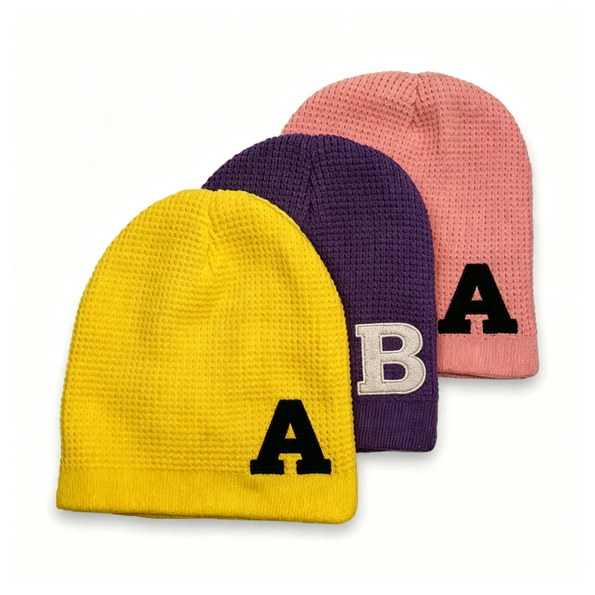 Thermal Good Elasticity Acrylic Flat Embroidery Waffle Knitted Beanie Skull Cap