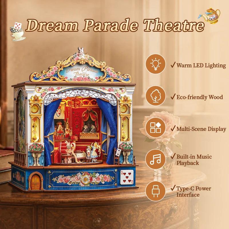 DIY Mechanical Dream Parade Theatre Wooden Book Nook Kit