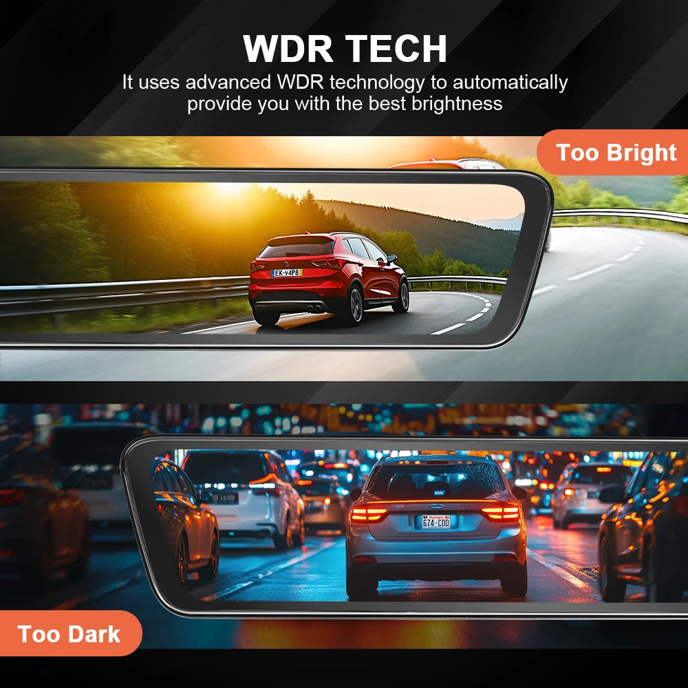Rear View Car Mirror Dash Cam 2K, with 5G WIFI 8.66 Inch Dash Camera AI Collision Front