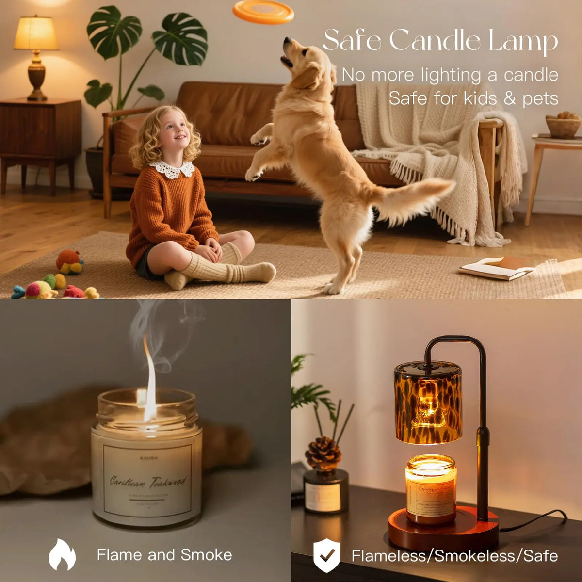 Tortoise Shell Glass Candle Warmer Lamp with Timer Dimmer Leopard Print Shade Adjustable