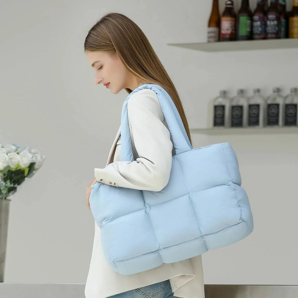 Royal Fair Custom Shoulder Tote Bag with Zipper Fashion Quilted Puffer Tote Bag Nylon