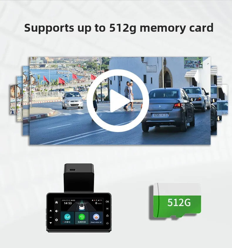 4G 2-Camera Vehicle Dash Camera HD DVR Front/Rear Recording In-Vehicle Remote Real-Time