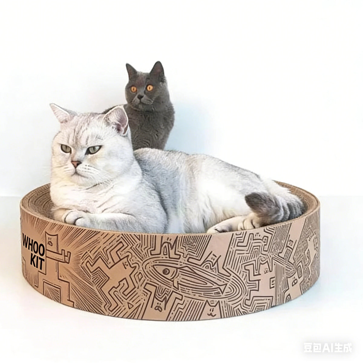Canned Festival Style Cat Scratcher Bed Eco-Friendly Natural Color Corrugated Cardboard