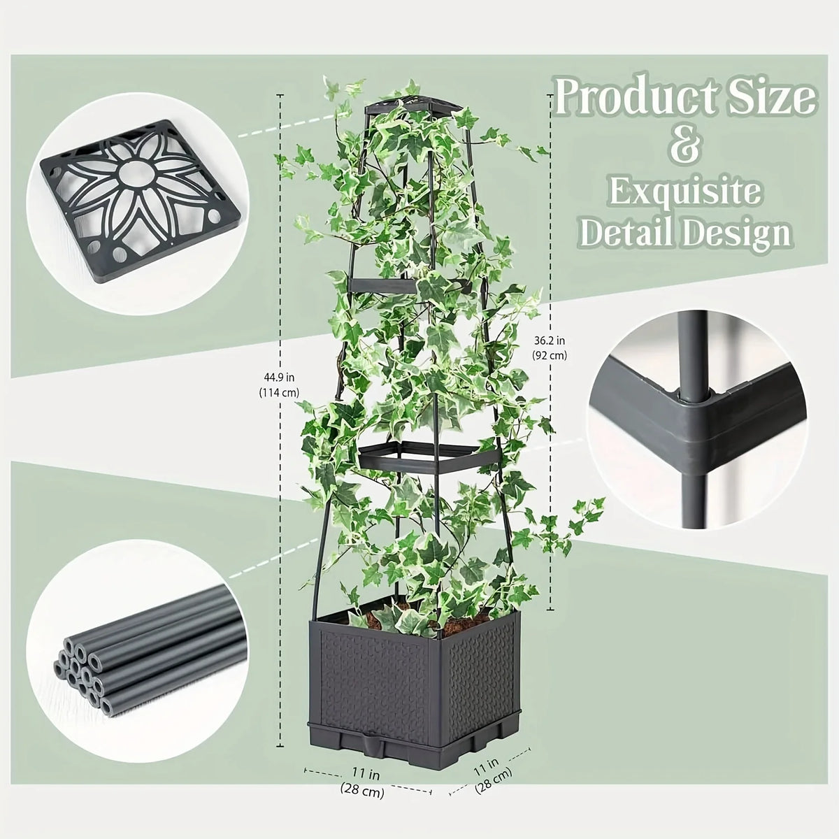 Garden Bed Planters Box for Climbing Vegetables Plant, Self Watering Tomato Cages