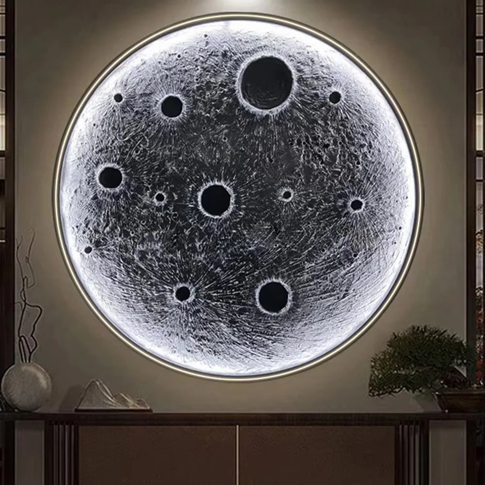 Modern 3D Textured Moon Wall Lamp Creative Relief Art Sconce LED Architectural Lighting