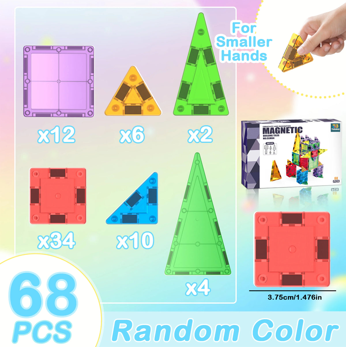Magnetic Building Tiles Blocks STEM Montessori Educational DIY Construction Toys ABS