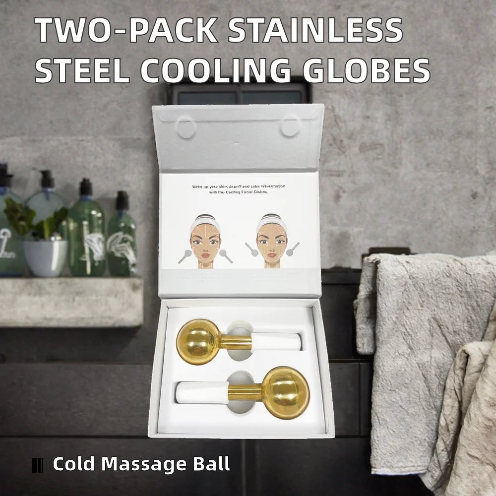Rotatable Ice Globes Cryo Roller Facial Massage Balls for Face Eye Skin Depuffing