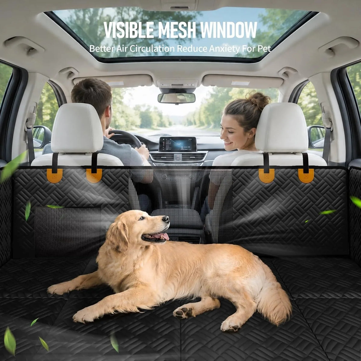 Dog Car Seat Cover for Rear Seat with 8-Piece Bottom Support, Non-Slip