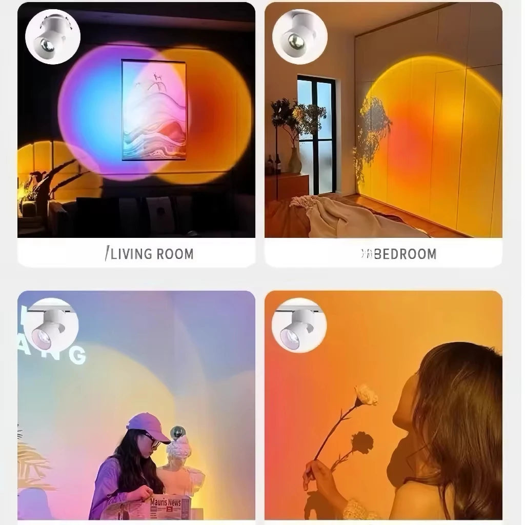 Indoor Bedroom Adjustable 180 Degree Color Projection LED Tube Light Sunset Projection