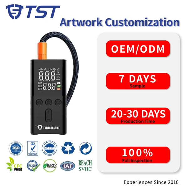 Portable Digital Tire Inflator with Pressure Gauge, Auto Stop, LED Light, Emergency