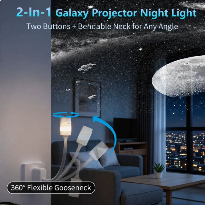 Popular Bedroom 2-in-1 Night Light Mini Galaxy Star Projector Kids Room Starry Sky