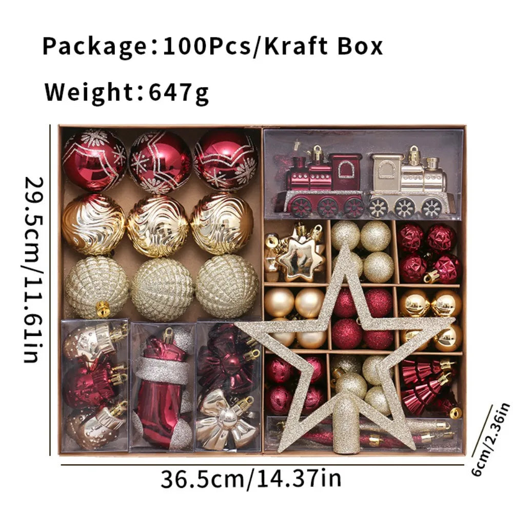 Plastic Christmas Balls Hanging Decorative Gift Set Christmas Bauble Luxury Tree
