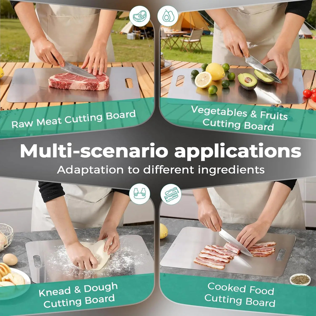 Pure Titanium Cutting Board Non-Toxic Antimicrobial Heat Resistant Durable Dishwasher