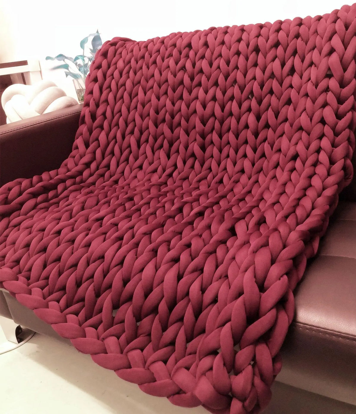 Chunky Knit Yarn Weighted Blanket with Core Filling Soft Woven Gravity Blanket