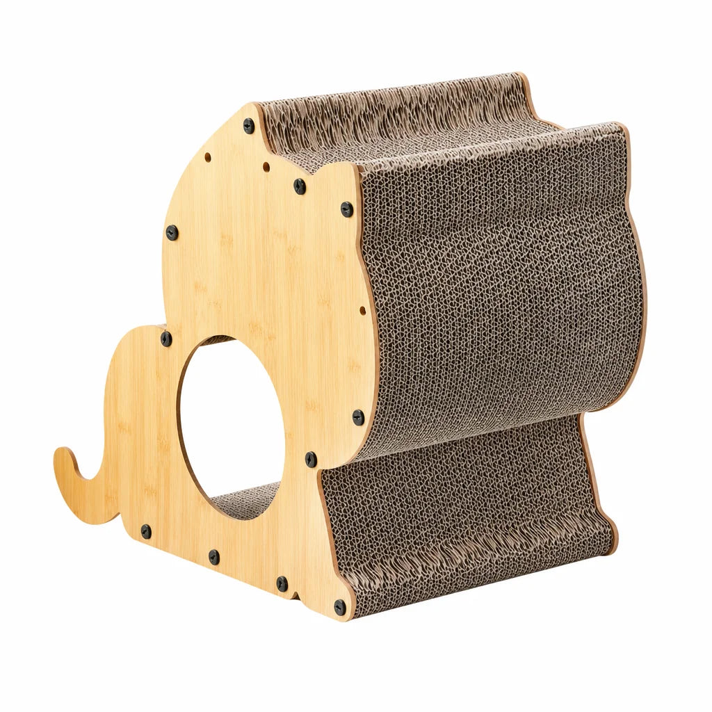 Durable Cat Shaped Corrugated Cardboard 2-Level 5kg Cat Scratcher Lounger Carton